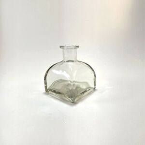 Glass Incense Jar Or Bud Vase 3" Tall Very Heavy Square Base Like New Unique